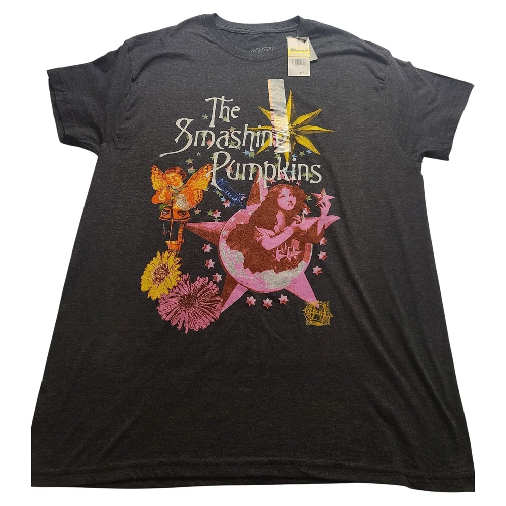 Smashing Pumpkins Women's XL T-Shirt Charcoal Grey Graphic Tee Mellon Collie NEW